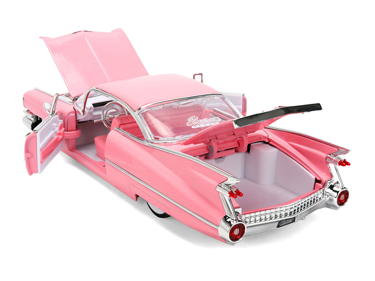 1959 Cadillac Coupe DeVille Pink with Pink and White Interior "Showroom Floor" Series 1/24 Diecast Model Car by Jada Jada