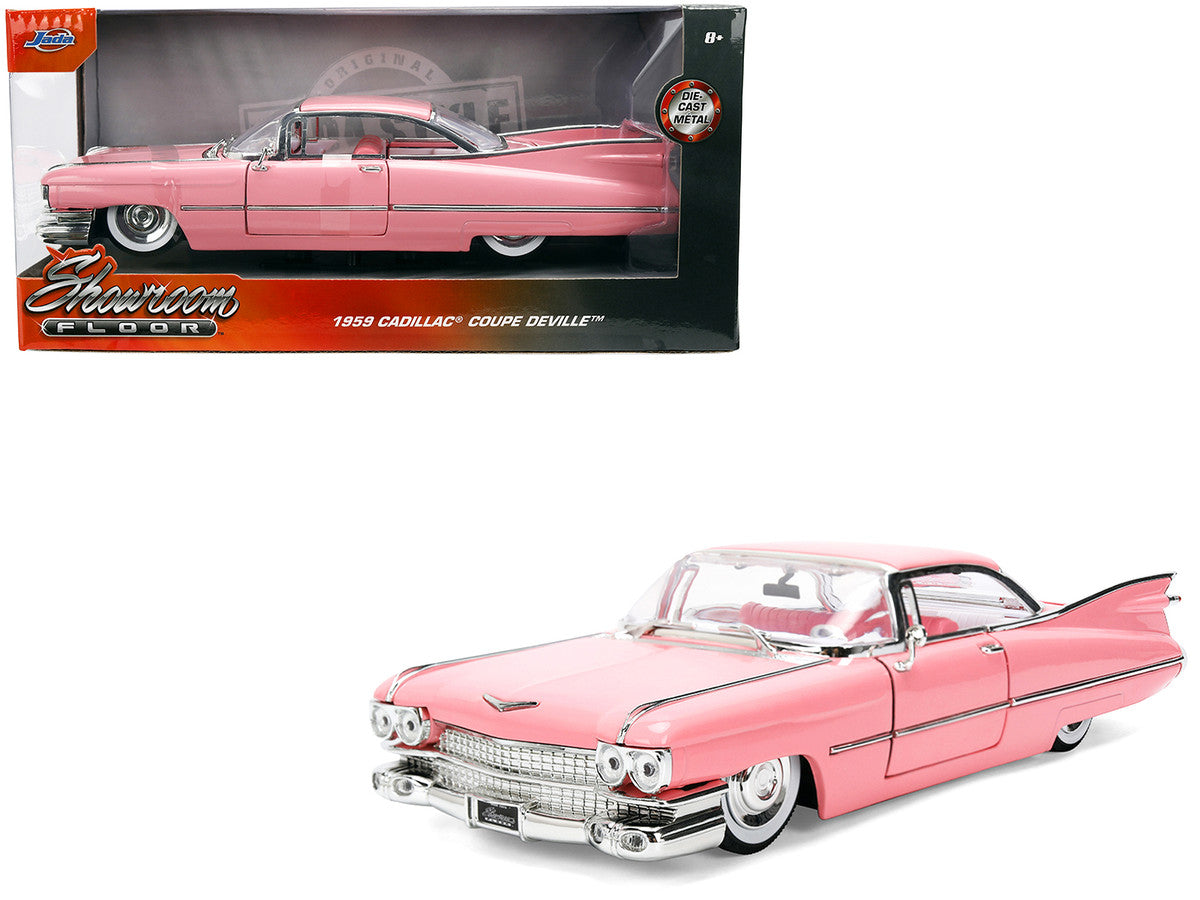 1959 Cadillac Coupe DeVille Pink with Pink and White Interior "Showroom Floor" Series 1/24 Diecast Model Car by Jada Jada