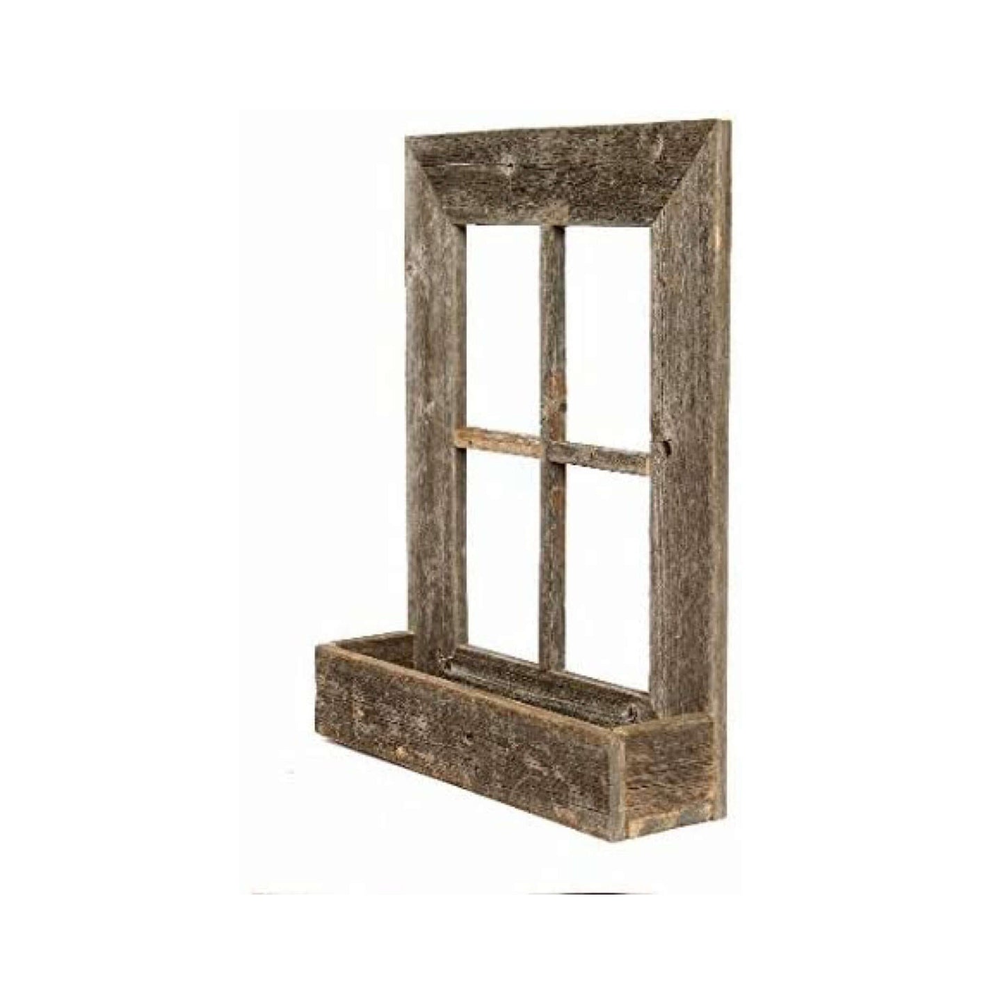 22X18 Rustic Weatered Grey Window Frame With Planter W2B