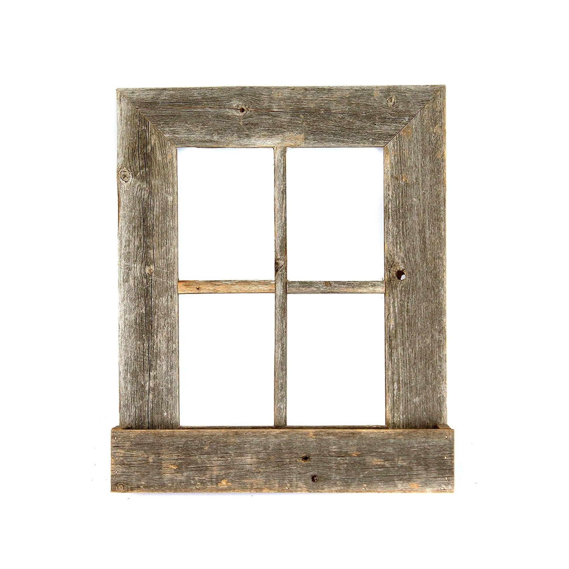 22X18 Rustic Weatered Grey Window Frame With Planter W2B
