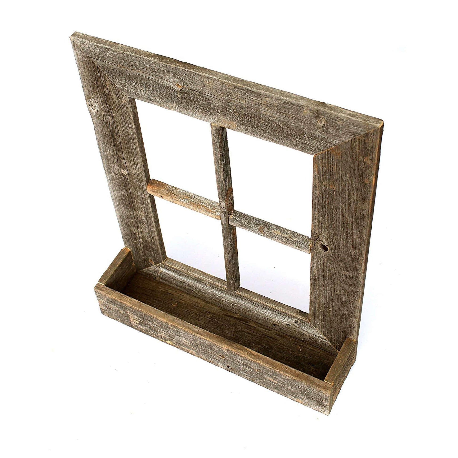 22X18 Rustic Weatered Grey Window Frame With Planter W2B