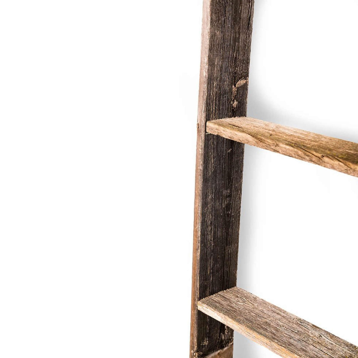 4 Step Rustic Weathered Grey Wood Ladder Shelf W2B