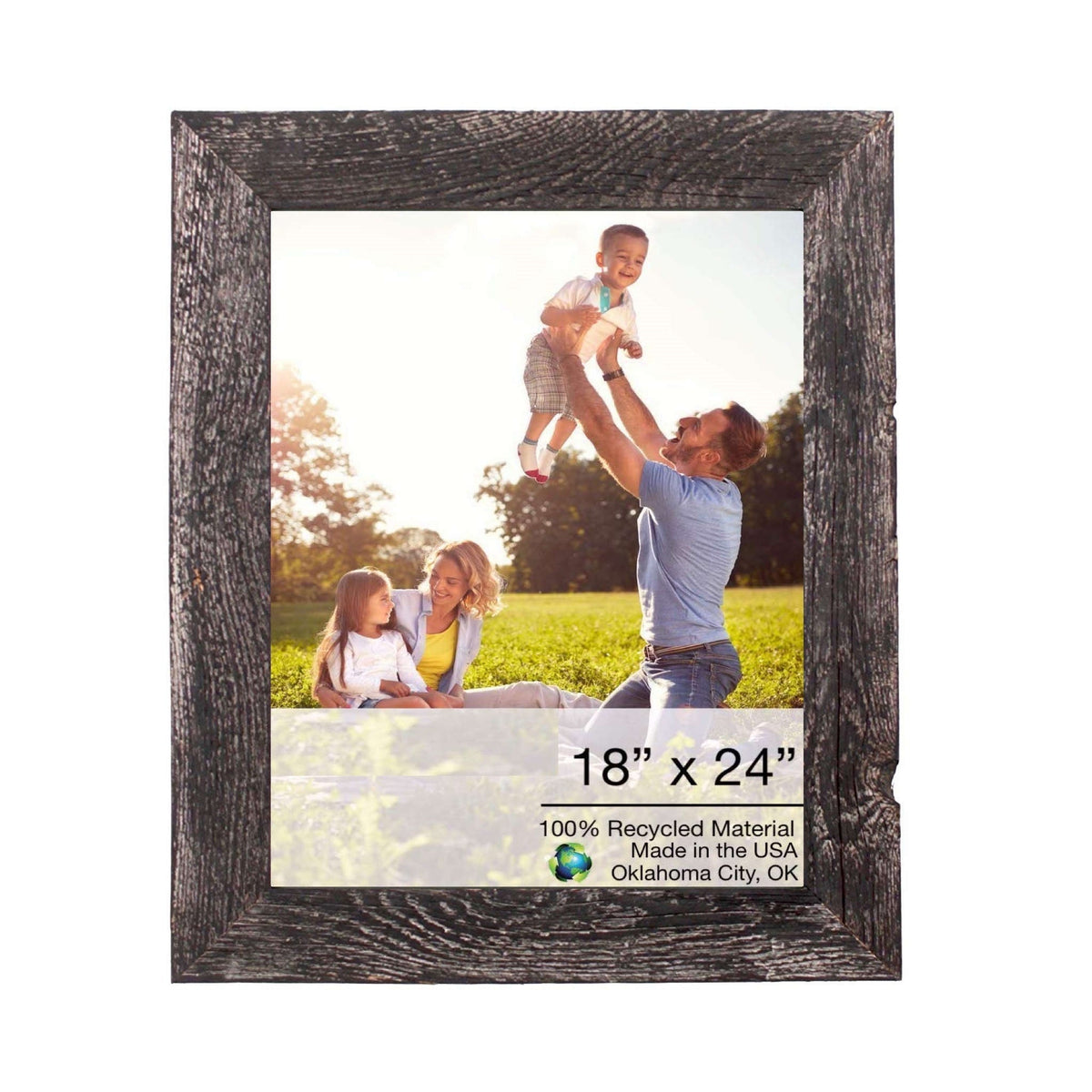 18X24 Rustic Smoky Black Picture Frame With Plexiglass Holder W2B