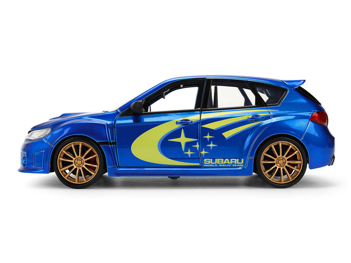 2012 Subaru Impreza WRX STI Blue Metallic with Yellow Graphics "JDM Tuners" Series 1/24 Diecast Car Model by Jada Jada