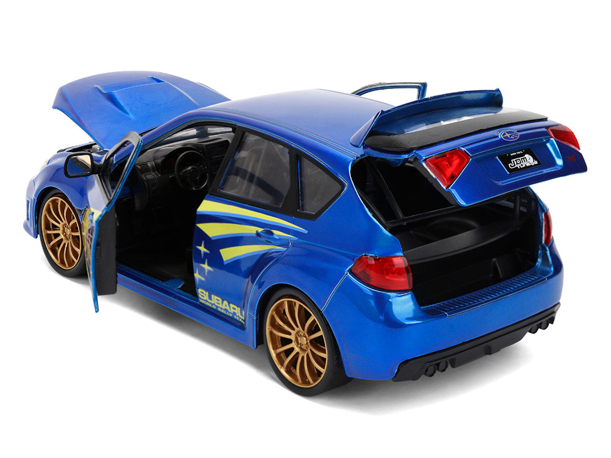 2012 Subaru Impreza WRX STI Blue Metallic with Yellow Graphics "JDM Tuners" Series 1/24 Diecast Car Model by Jada Jada