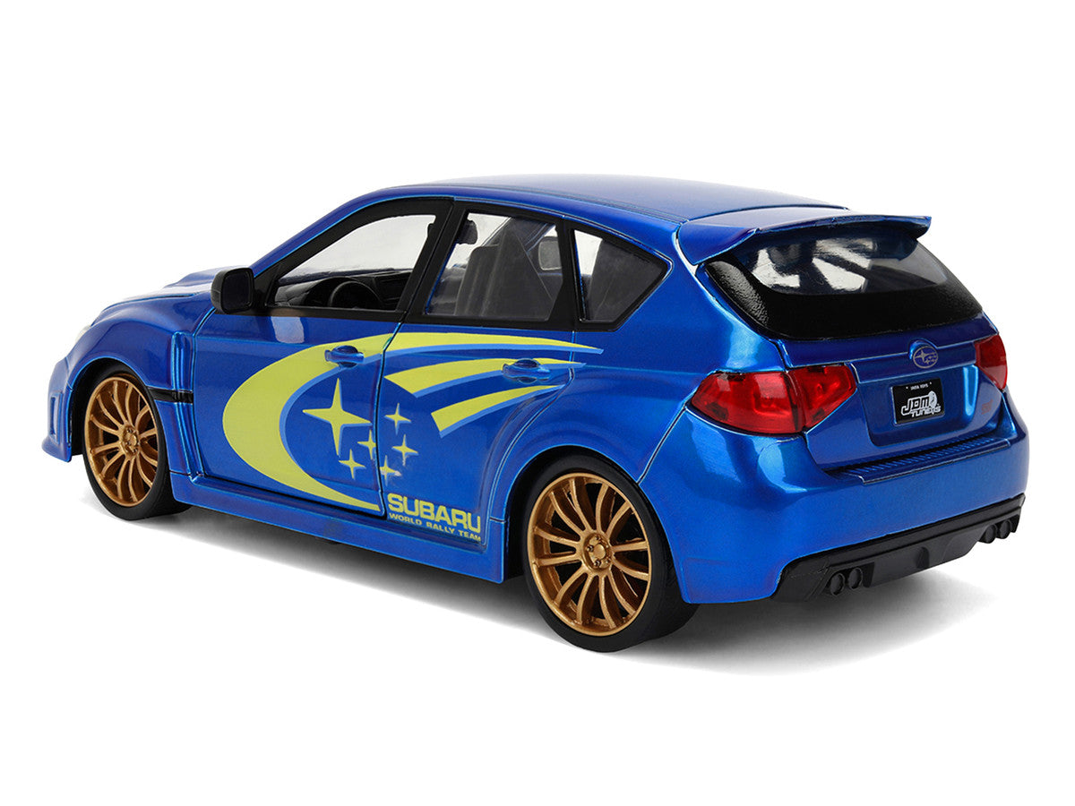 2012 Subaru Impreza WRX STI Blue Metallic with Yellow Graphics "JDM Tuners" Series 1/24 Diecast Car Model by Jada Jada