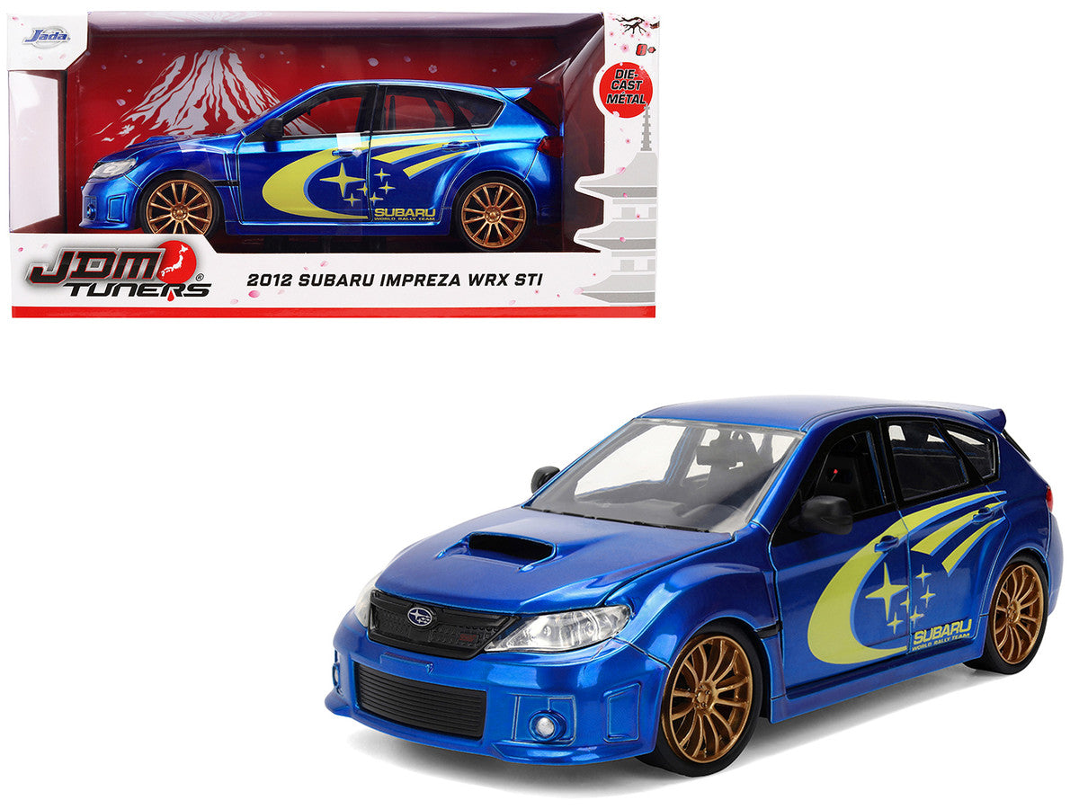2012 Subaru Impreza WRX STI Blue Metallic with Yellow Graphics "JDM Tuners" Series 1/24 Diecast Car Model by Jada Jada