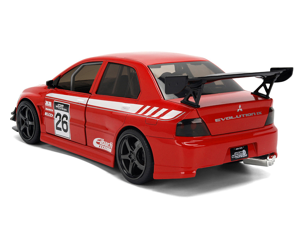 2006 Mitsubishi Lancer Evolution IX RHD (Right Hand Drive) #26 Red with White Graphics "JDM Tuners" Series 1/24 Diecast Model Car by Jada Jada