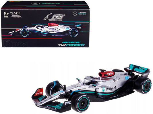 Mercedes-AMG F1 W13 E Performance #63 George Russell "F1 Formula One World Championship" (2022) with Display Case 1/43 Diecast Model Car by Bburago Bburago