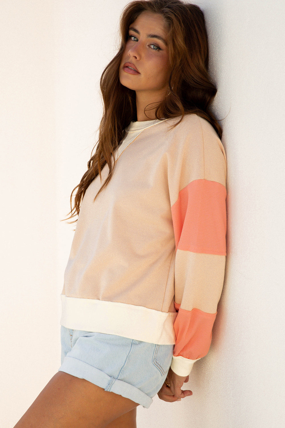 Jolene Block Textured Patchwork Pullover-2
