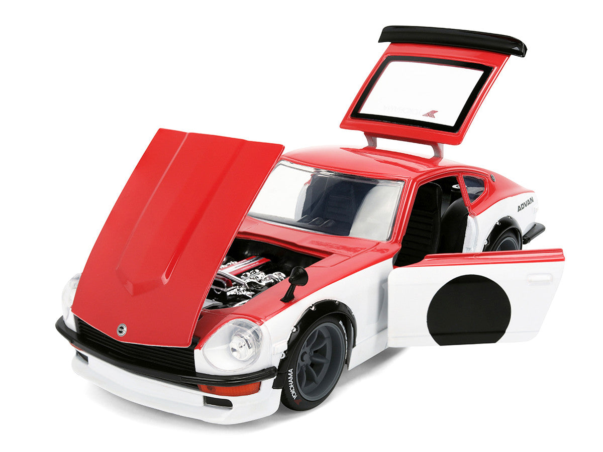 1972 Datsun 240Z Red and White "JDM Tuners" Series 1/24 Diecast Car Model by Jada Jada