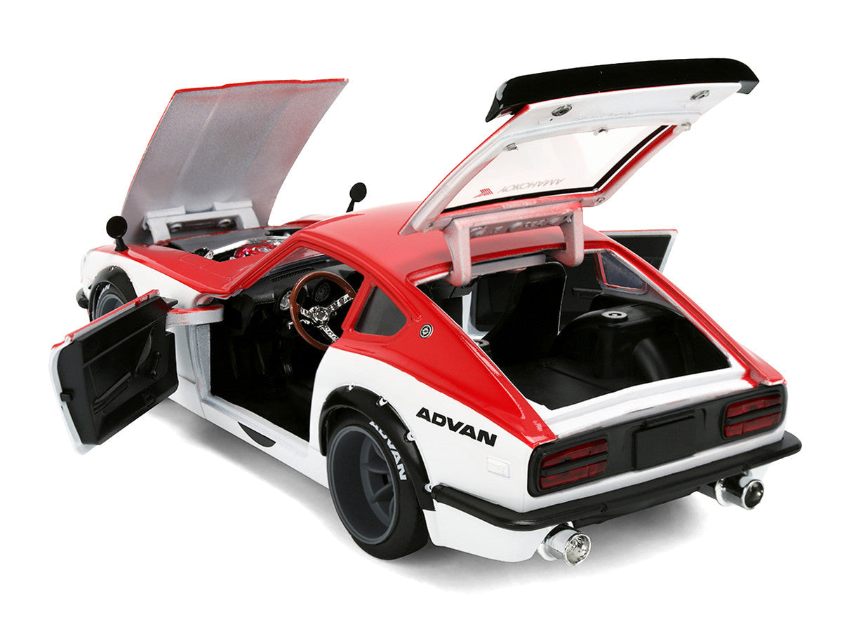 1972 Datsun 240Z Red and White "JDM Tuners" Series 1/24 Diecast Car Model by Jada Jada