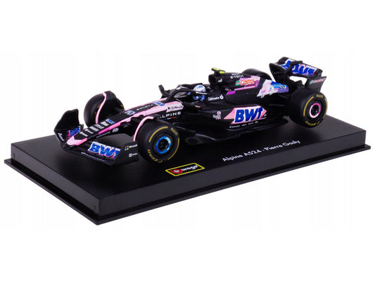 Alpine A524 #10 Pierre Gasly "BWT" "Formula One F1 World Championship" (2024) with Driver Figure and Display Case "Race" Series 1/43 Diecast Model Car by Bburago Bburago
