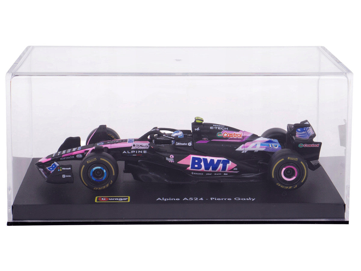 Alpine A524 #10 Pierre Gasly "BWT" "Formula One F1 World Championship" (2024) with Driver Figure and Display Case "Race" Series 1/43 Diecast Model Car by Bburago Bburago