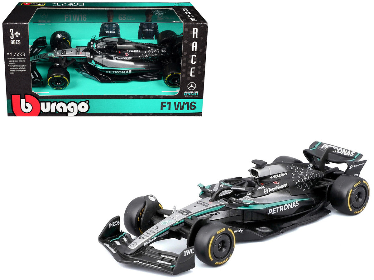 Mercedes-AMG F1 W16 E Performance #63 George Russell "Petronas" Formula One F1 World Championship (2025) "Race" Series 1/43 Diecast Model Car by Bburago Bburago