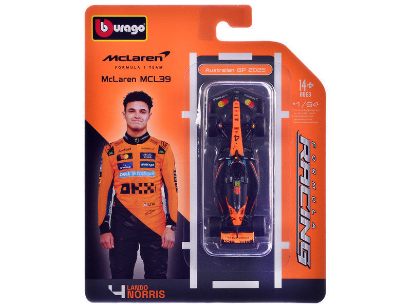 McLaren MCL39 #4 Lando Norris Winner Formula One F1 "Australian GP" (2025) "Formula Racing" Series 1/64 Diecast Model Car by Bburago Bburago