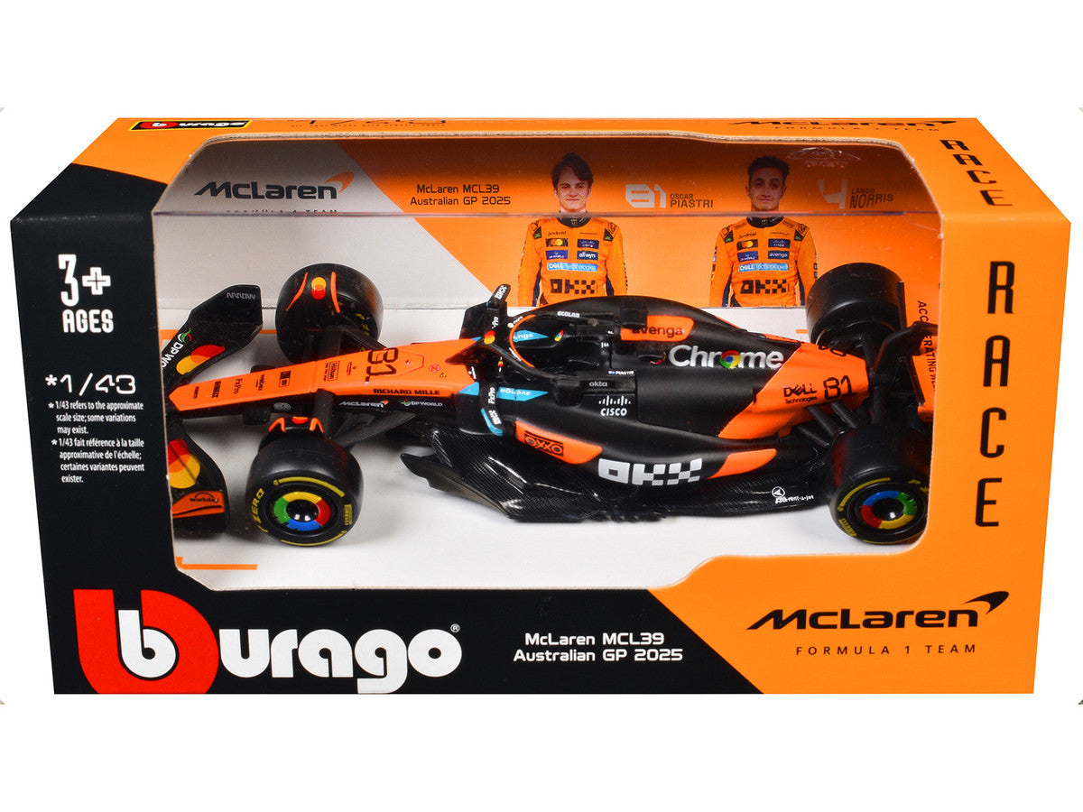 McLaren MCL39 #81 Oscar Piastri "OKX" Formula One F1 "Australian GP" (2025) "Race" Series 1/43 Diecast Model Car by Bburago Bburago