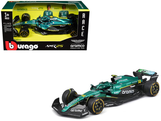 Aston Martin AMR25 #14 Fernando Alonso "Aramco" Formula One F1 World Championship (2025) "Race" Series 1/43 Diecast Model Car by Bburago Bburago
