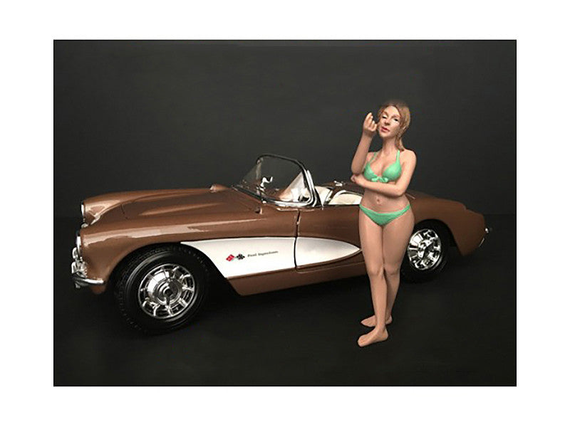 August Bikini Calendar Girl Figurine for 1/24 Scale Models by American Diorama American Diorama