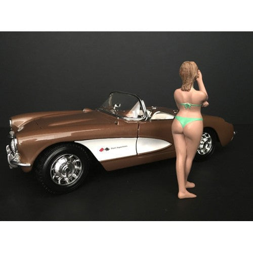 August Bikini Calendar Girl Figurine for 1/24 Scale Models by American Diorama American Diorama