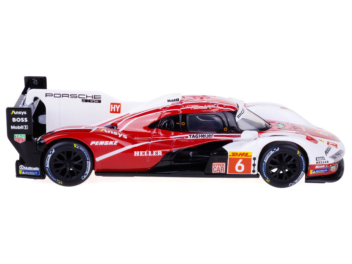 Porsche 963 #6 Kevin Estre - Andre Lotterer - Laurens Vanthoor "Porsche Penske Motorsport" Drivers' Winner "FIA World Endurance Championship" (2024) with Display Case "Race" Series 1/43 Diecast Model Car by Bburago Bburago