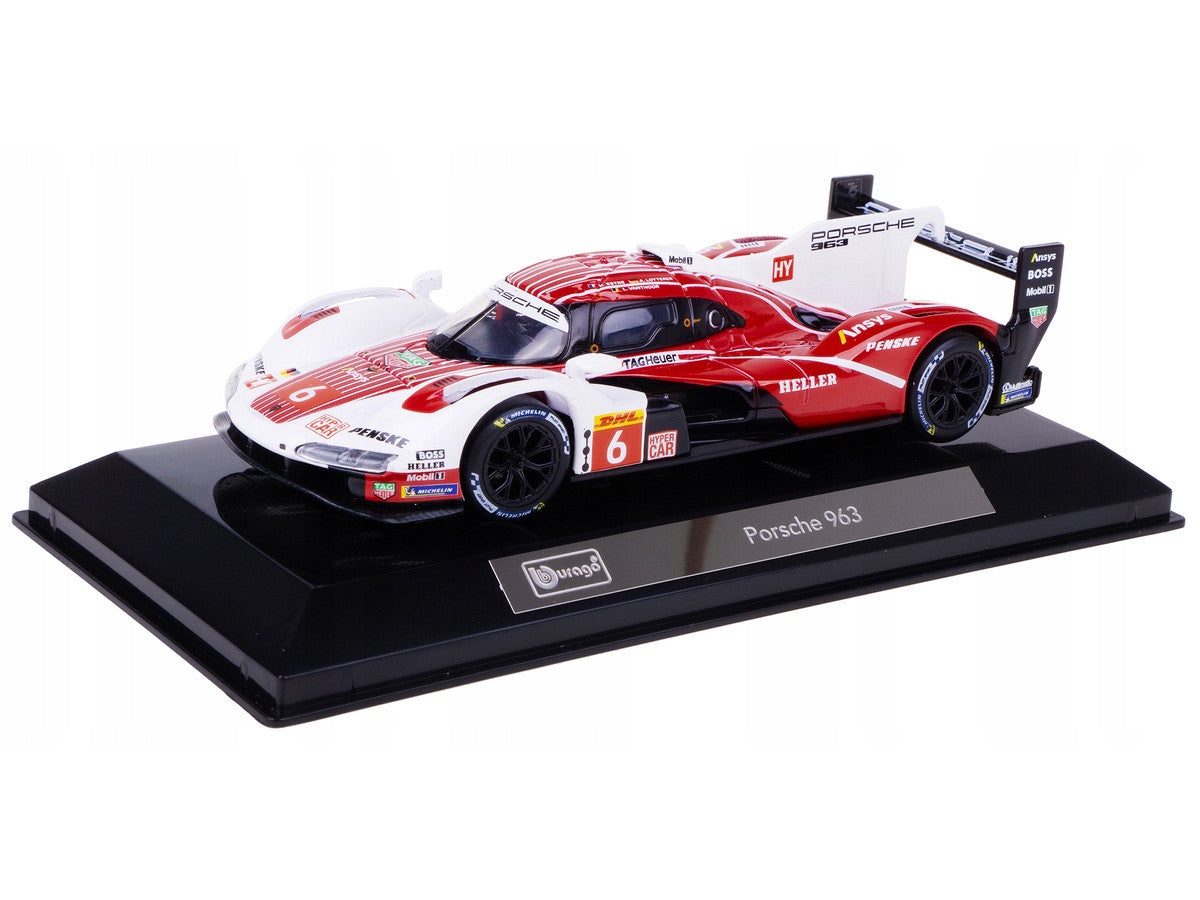 Porsche 963 #6 Kevin Estre - Andre Lotterer - Laurens Vanthoor "Porsche Penske Motorsport" Drivers' Winner "FIA World Endurance Championship" (2024) with Display Case "Race" Series 1/43 Diecast Model Car by Bburago Bburago