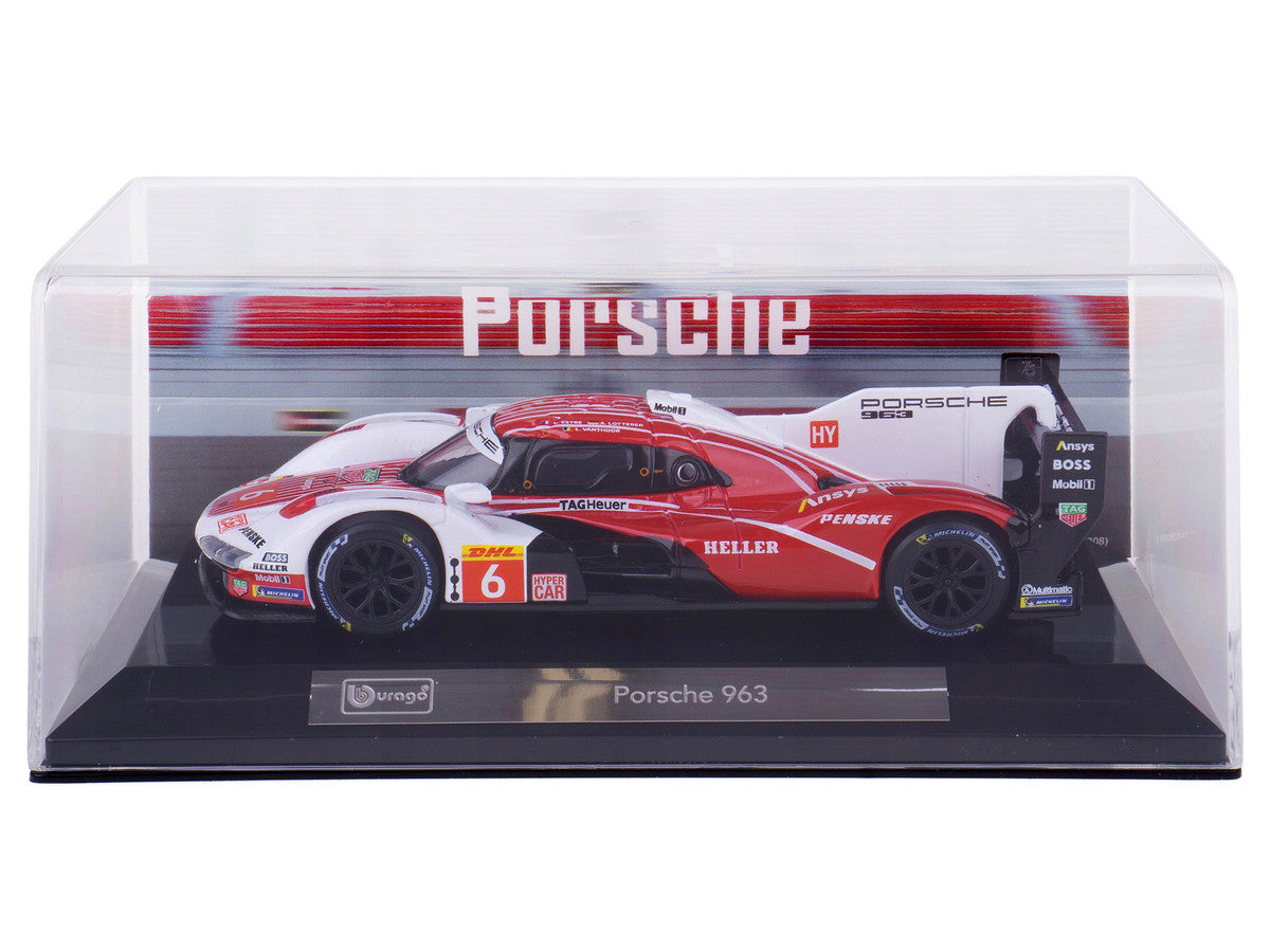 Porsche 963 #6 Kevin Estre - Andre Lotterer - Laurens Vanthoor "Porsche Penske Motorsport" Drivers' Winner "FIA World Endurance Championship" (2024) with Display Case "Race" Series 1/43 Diecast Model Car by Bburago Bburago