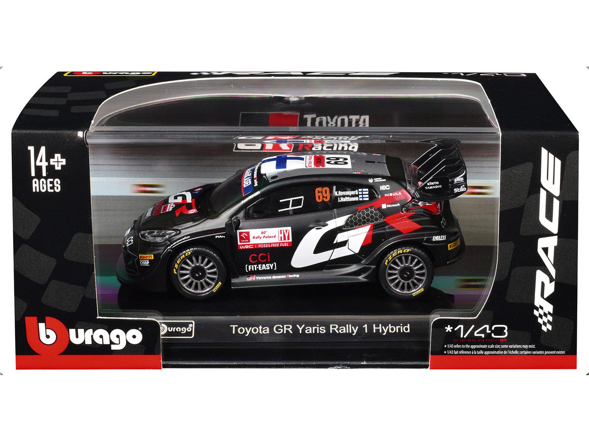 Toyota GR Yaris Rally1 Hybrid #69 Kalle Rovanpera - Jonne Halttunen "Toyota Gazoo Racing WRT" "World Rally Championship" (2024) "Race" Series 1/43 Diecast Model Car by Bburago Bburago