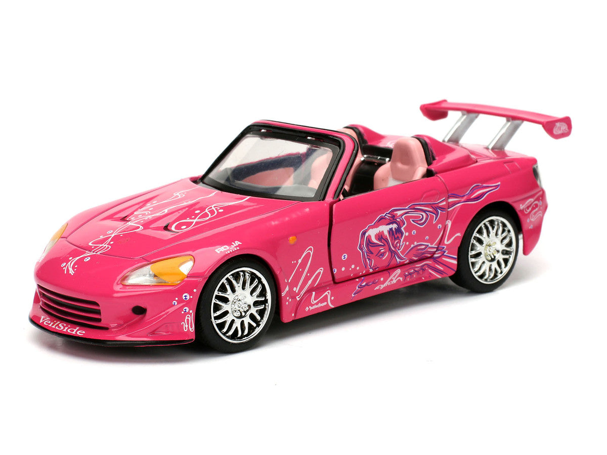 Honda S2000 Pink with Graphics and Mazda RX-7 Orange with Graphics Set of 2 pieces "25 Years of Fast & Furious" Series 1/32 Diecast Model Cars by Jada Jada