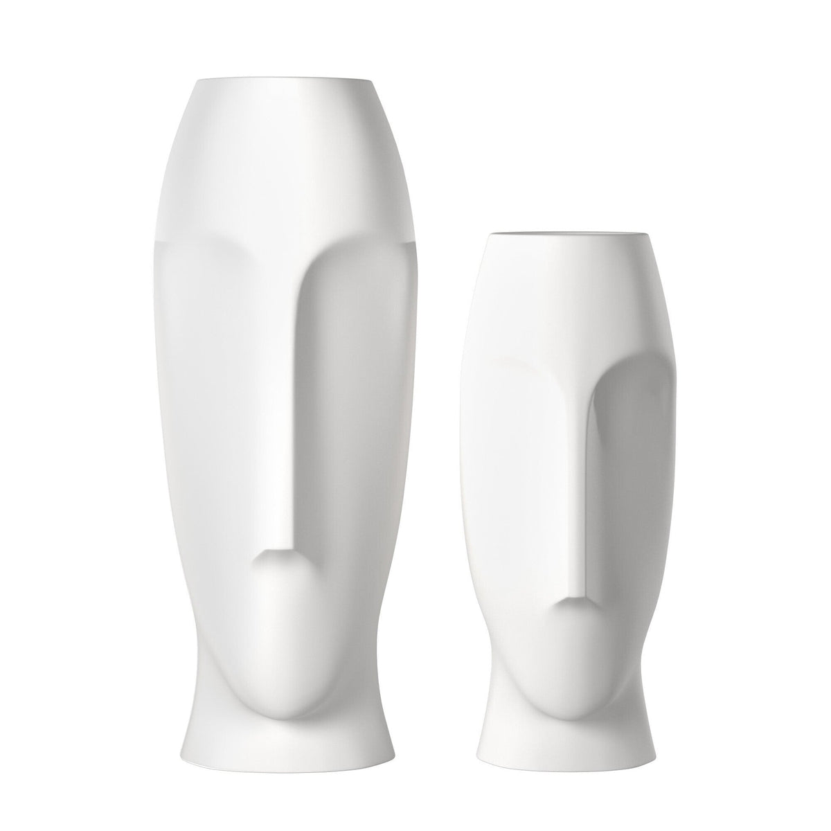 Set of Two Ceramic White Cylinder Table Vases W2B