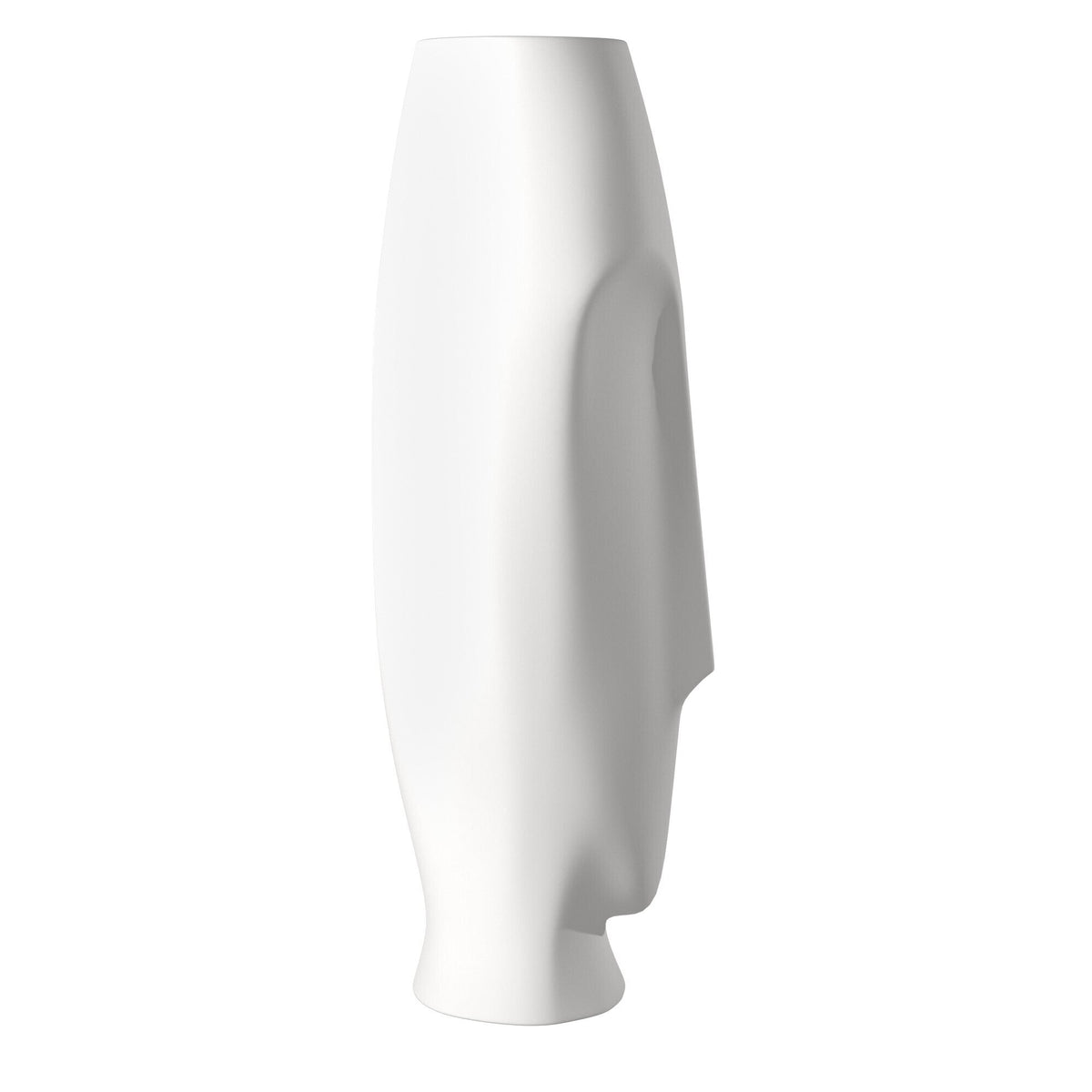 Set of Two Ceramic White Cylinder Table Vases W2B