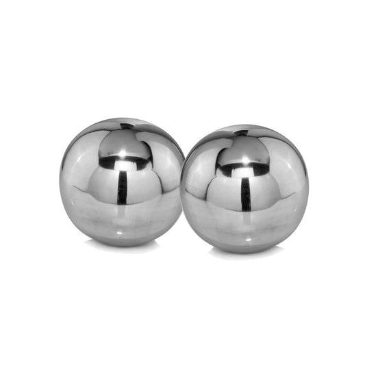 Set of Two Silver Buffed Aluminum Decorative Orb Tabletop Sculpture W2B