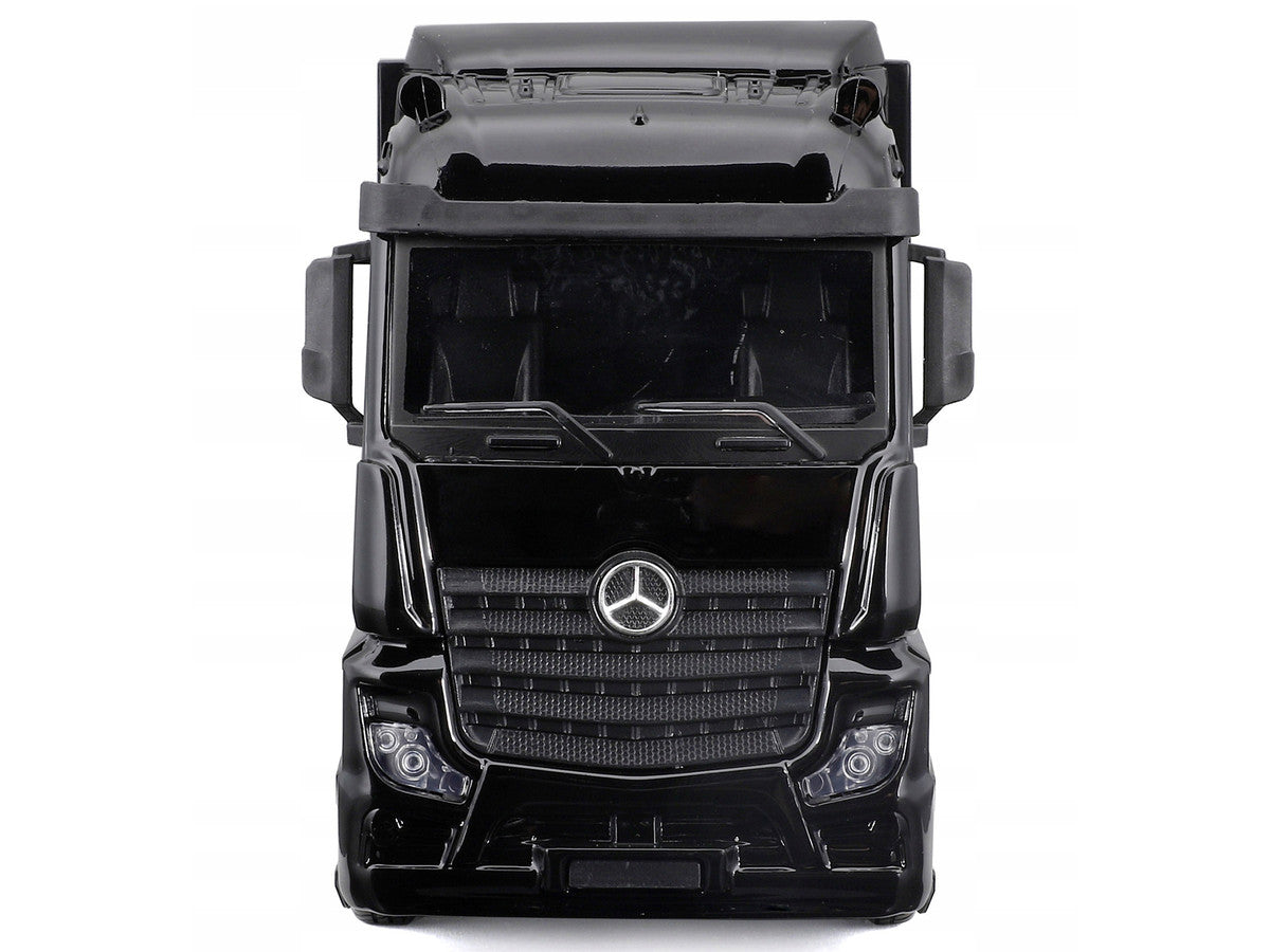 Mercedes-Benz Actros Gigaspace Car Transporter Black and Mercedes-AMG F1 W15 E Performance #63 George Russell "Petronas" Formula One F1 World Championship (2024) "Racing Hauler" Series 1/43 Diecast Model Car by Bburago Bburago