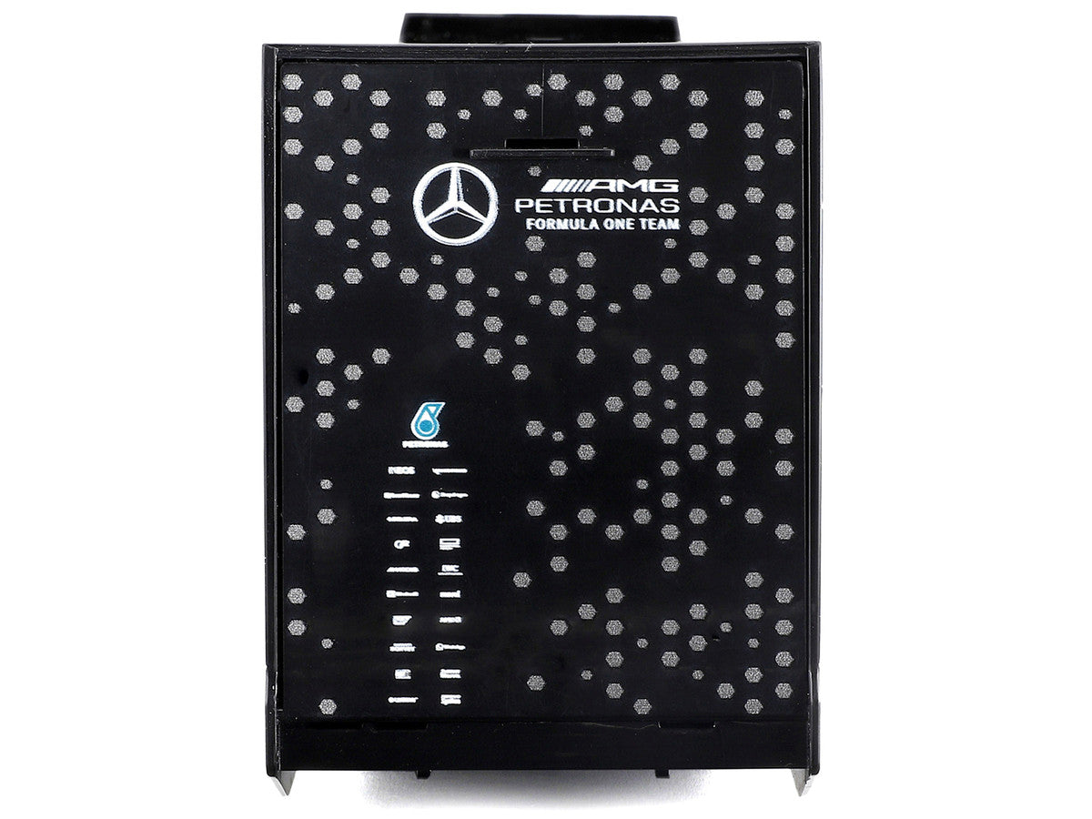 Mercedes-Benz Actros Gigaspace Car Transporter Black and Mercedes-AMG F1 W15 E Performance #63 George Russell "Petronas" Formula One F1 World Championship (2024) "Racing Hauler" Series 1/43 Diecast Model Car by Bburago Bburago