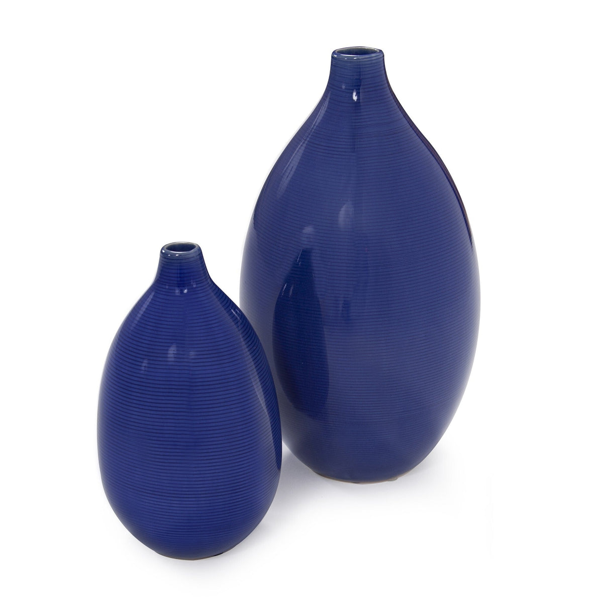 Set Of 2 Deep Indigo Blue Ceramic Bulb Vases W2B