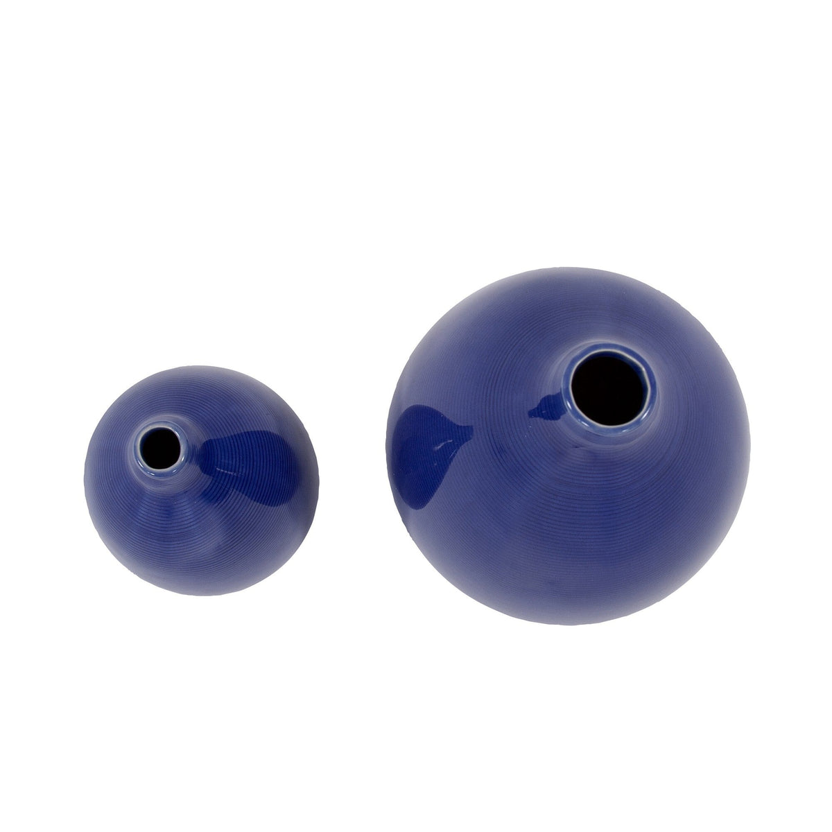 Set Of 2 Deep Indigo Blue Ceramic Bulb Vases W2B