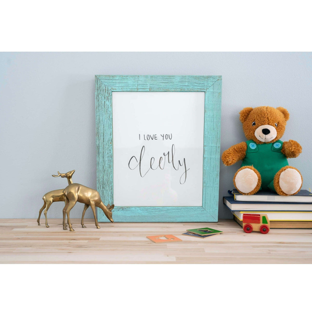 18" X 24" Rustic Farmhouse Light Aqua Blue Frame W2B