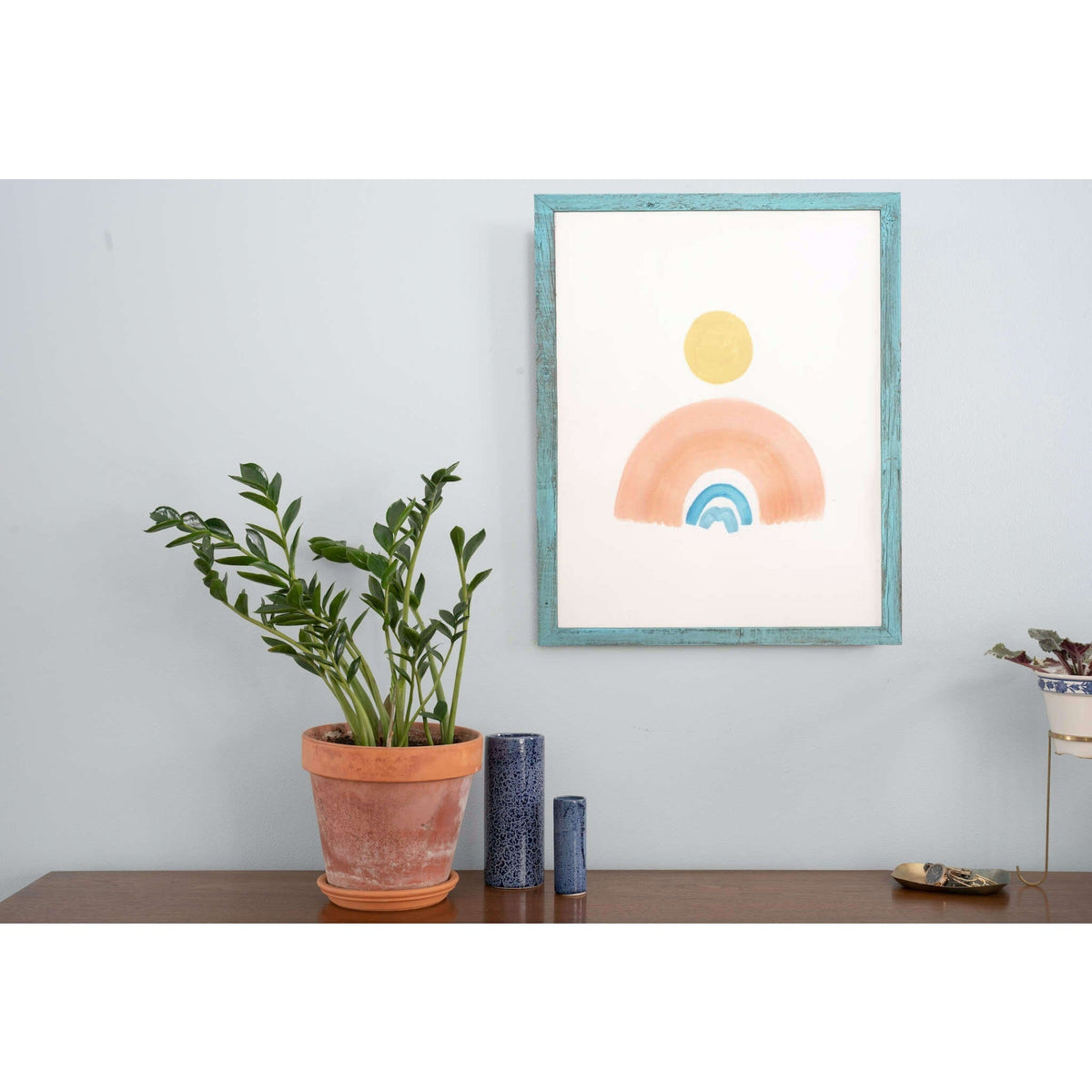 18" X 24" Rustic Farmhouse Light Aqua Blue Frame W2B
