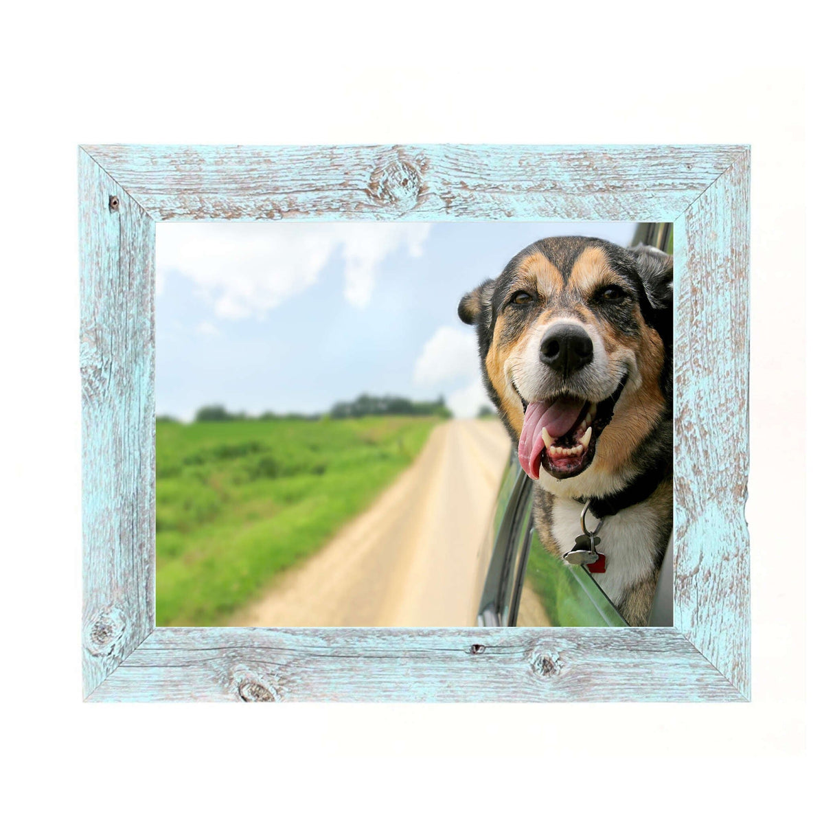 18" X 24" Rustic Farmhouse Light Aqua Blue Frame W2B