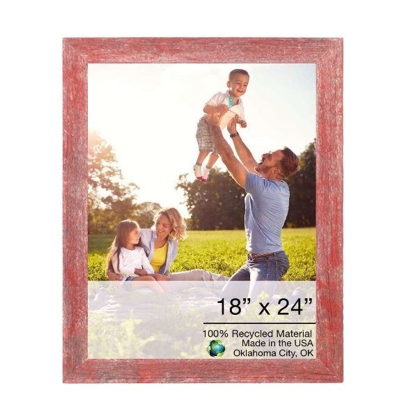 18" X 24" Rustic Farmhouse Red Wood Frame W2B