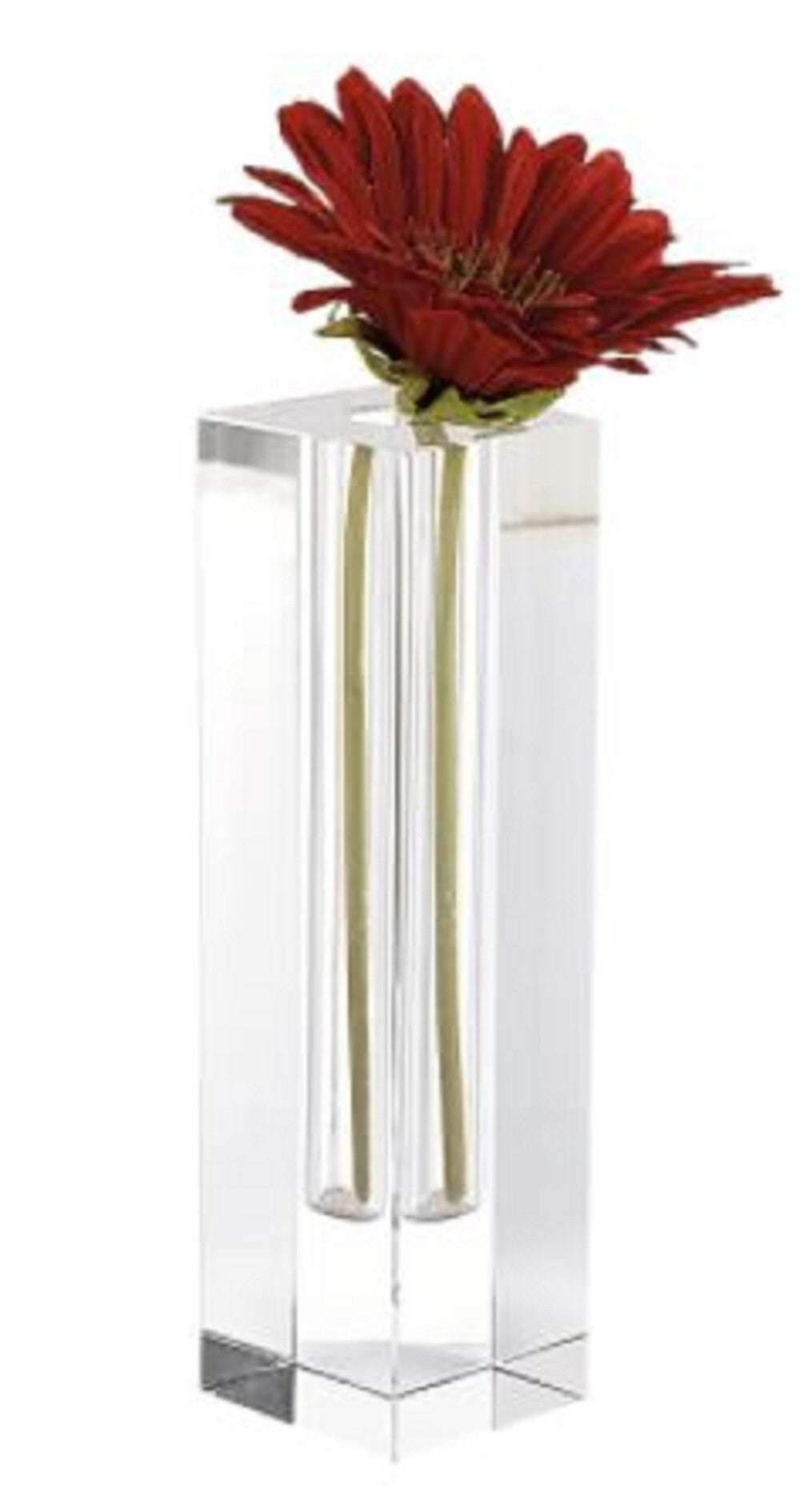 Modern Clear Tall Block Optical Crystal Vase W2B