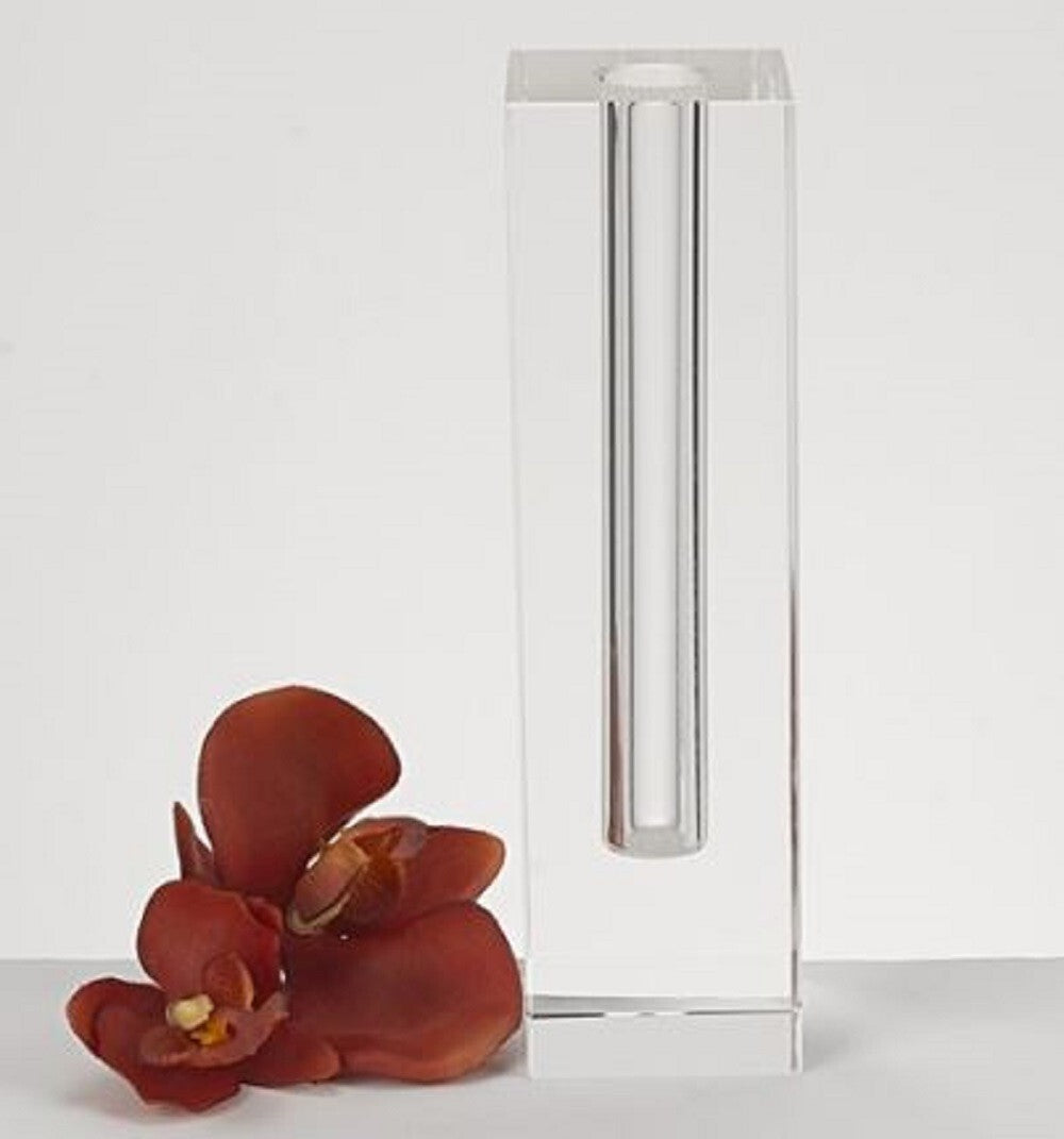 Modern Clear Tall Block Optical Crystal Vase W2B