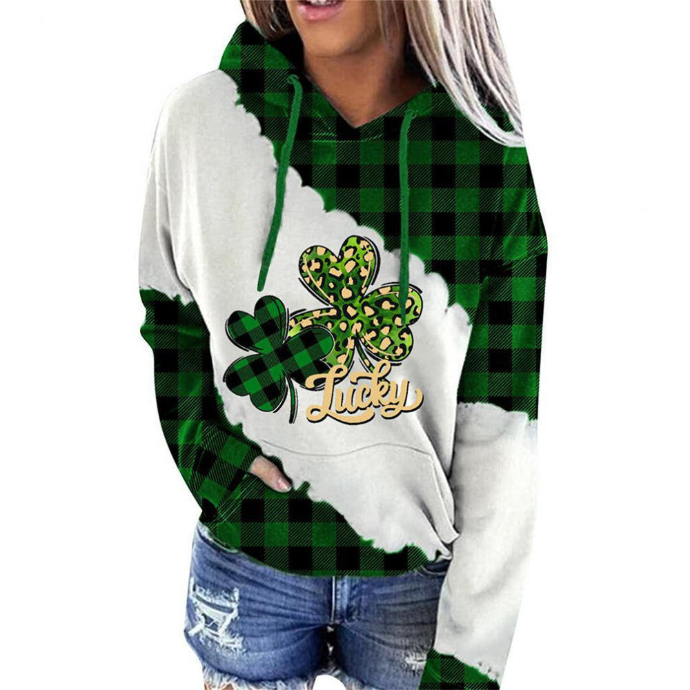 Women Sweatshirts Lucky Grass Print Streetwear Sweatshirts Hoodie Pullover Loose Casual Hooded Tops Clothes Best YouTube Store