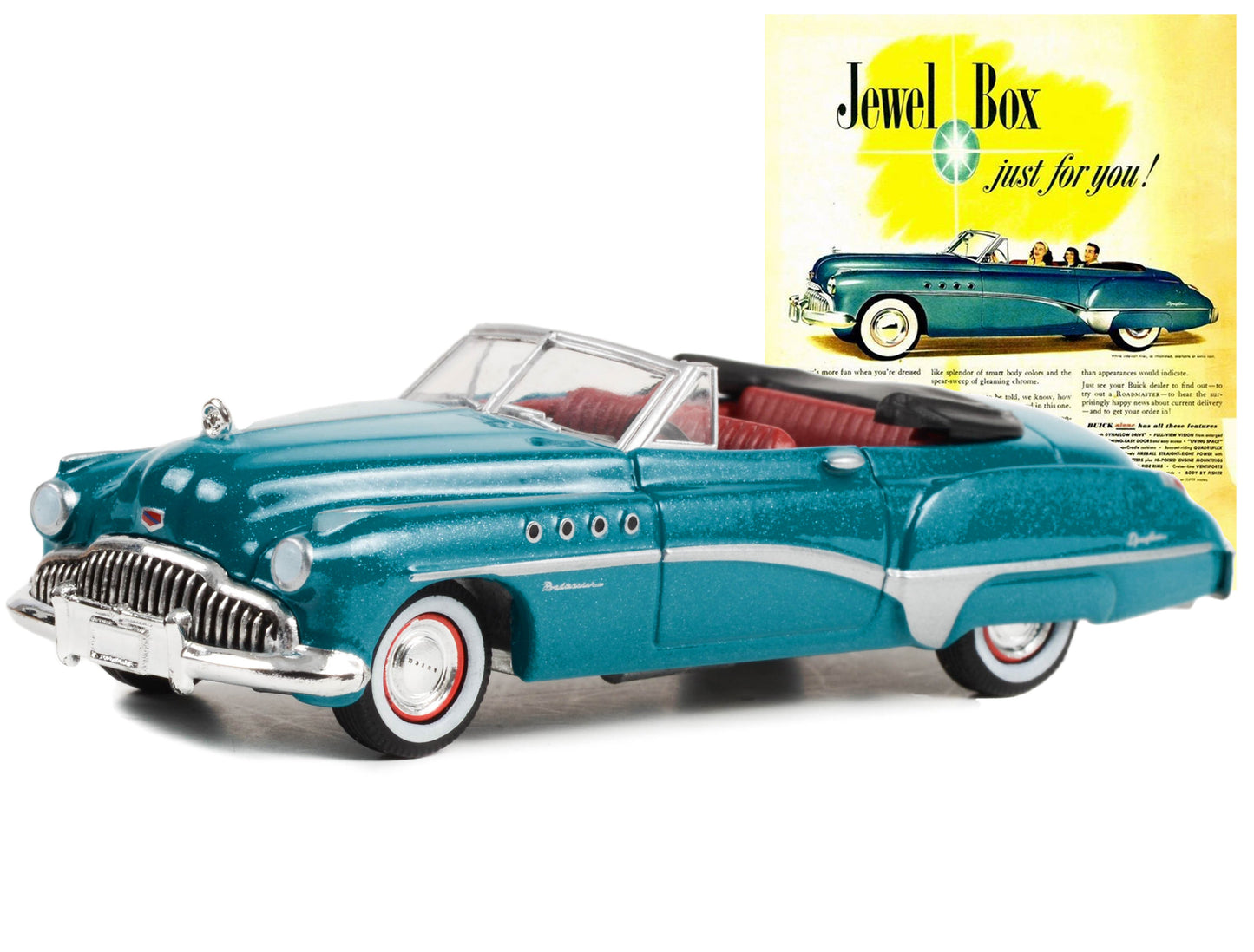 1949 Buick Roadmaster Blue Metallic with Red Interior "Jewel Box Just For You!" "Vintage Ad Cars" Series 8 1/64 Diecast Model Car by Greenlight
