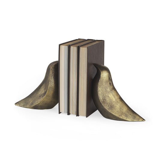 Rustic Antiqued Gold Dove Bookends W2B