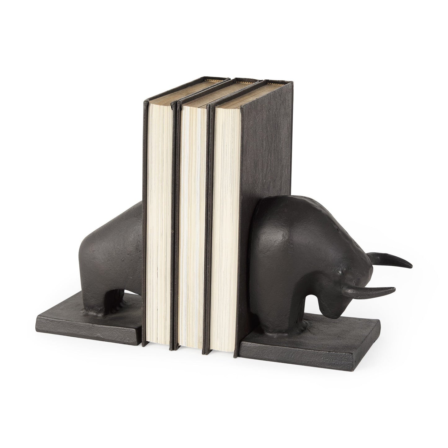 Black Cast Aluminum Raging Bull Bookends W2B