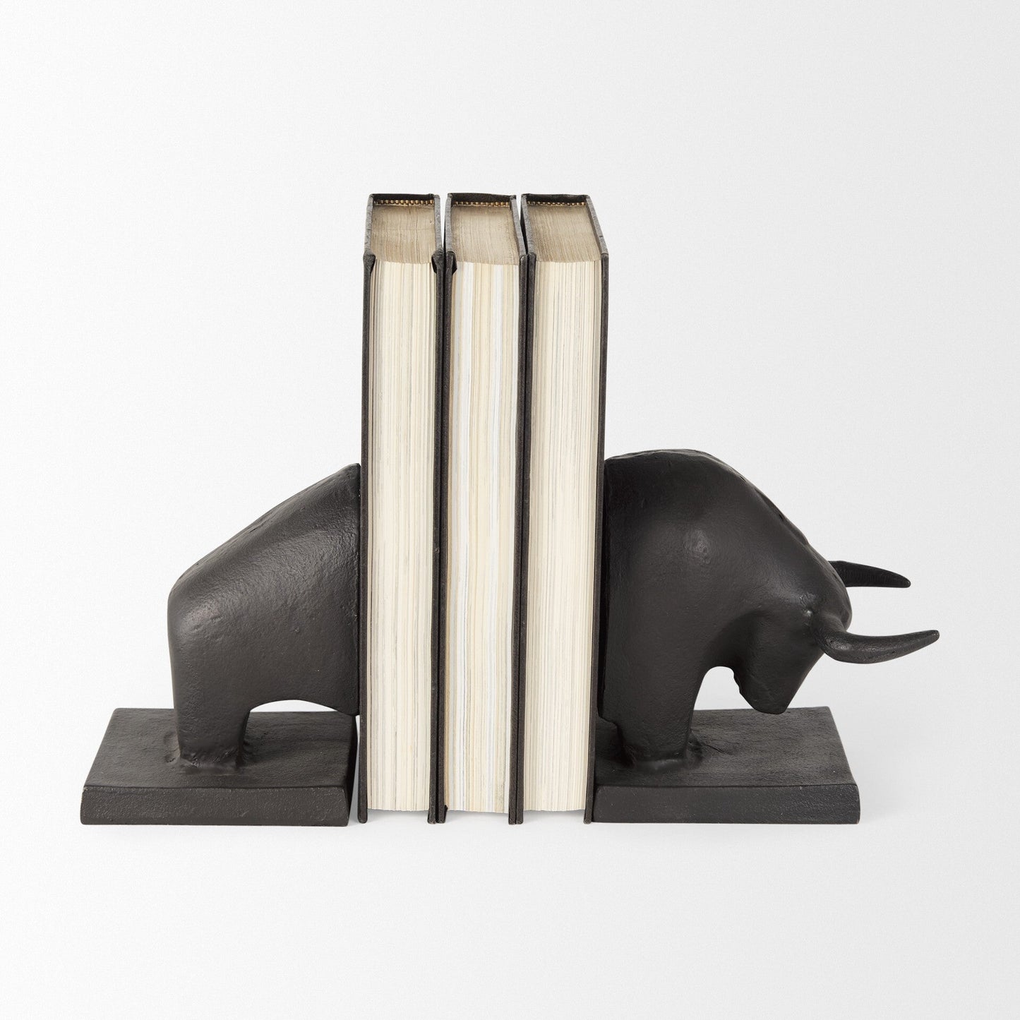 Black Cast Aluminum Raging Bull Bookends W2B