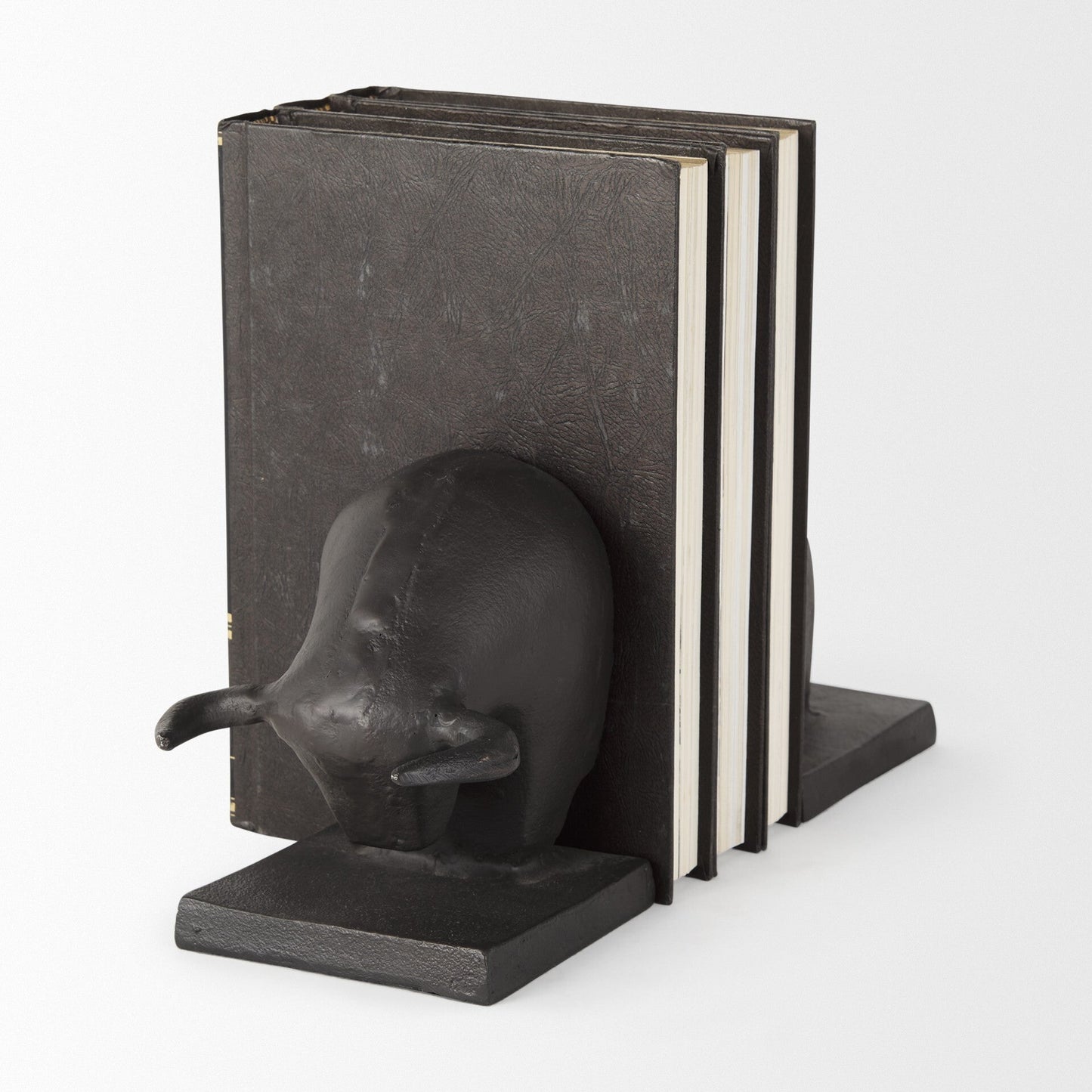 Black Cast Aluminum Raging Bull Bookends W2B