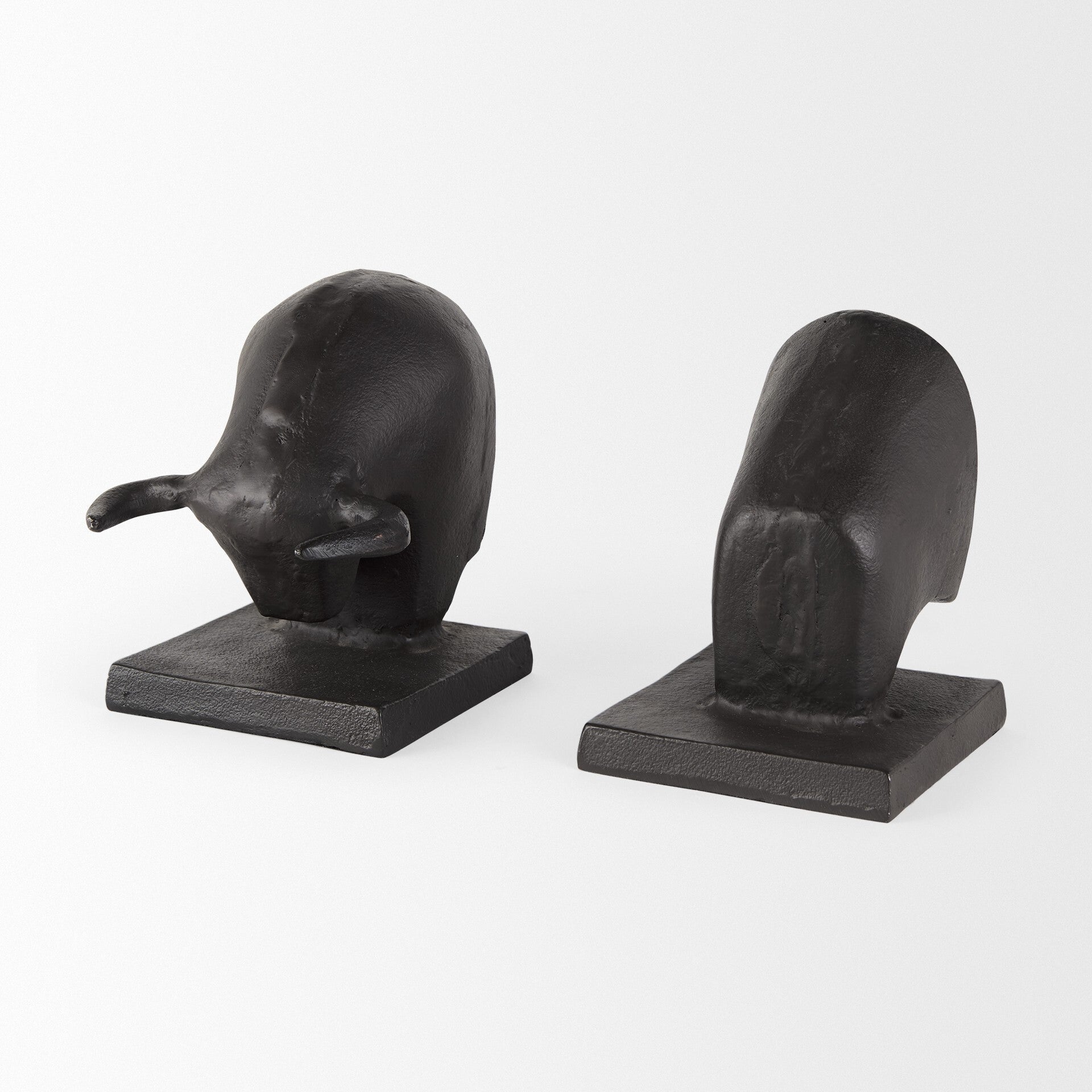 Black Cast Aluminum Raging Bull Bookends W2B