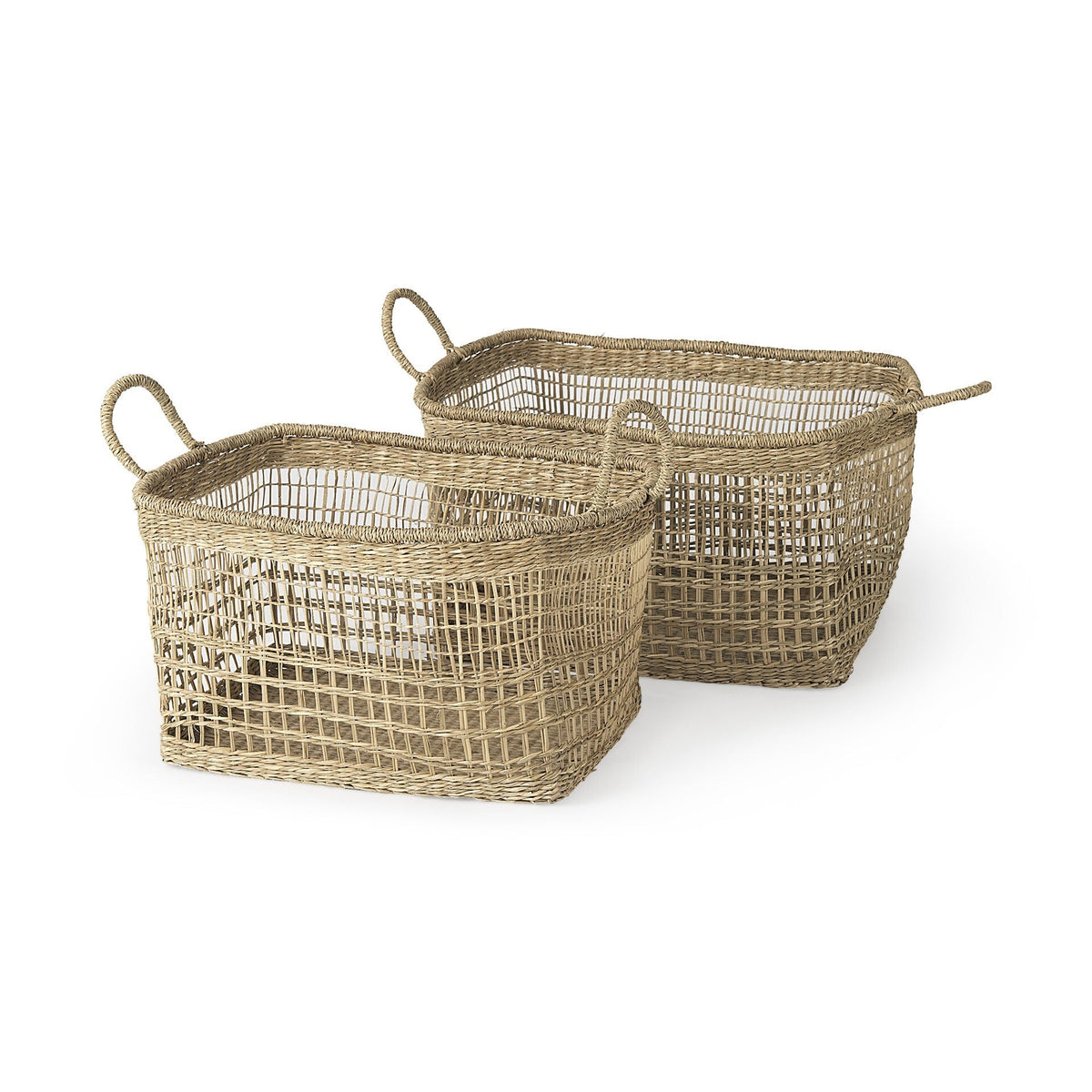 Set Of Two Brown Wicker Storage Baskets W2B